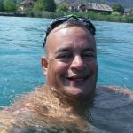 Raj Baksi open water swimming in Lake Annecy